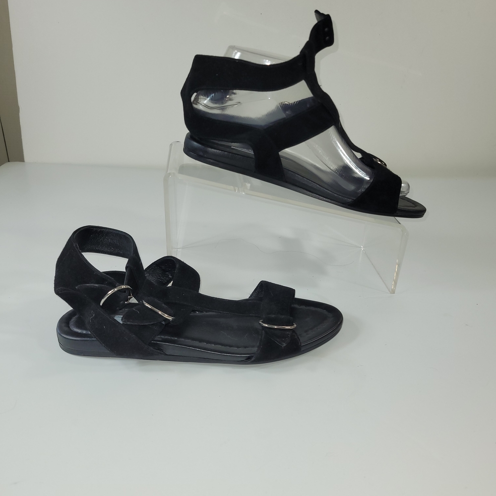 Prada Black Sandals Marc Jacobs Striped Espadrilles Slip On Loafers Size 37 - Picture 2 of 10